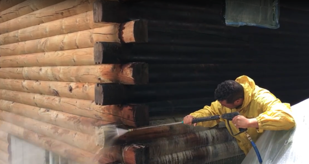 Power Washing Log Home Rescue